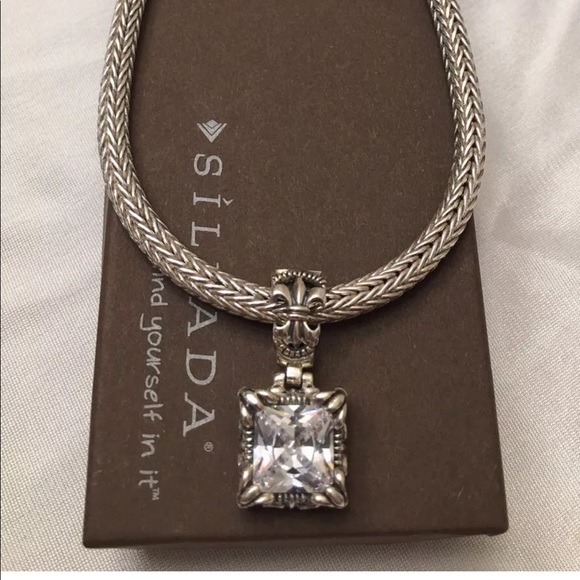 πSOLDπ Silpada N0603 Omega Sterling Chain & Uptown CZ Pendant - Picture 2 of 9